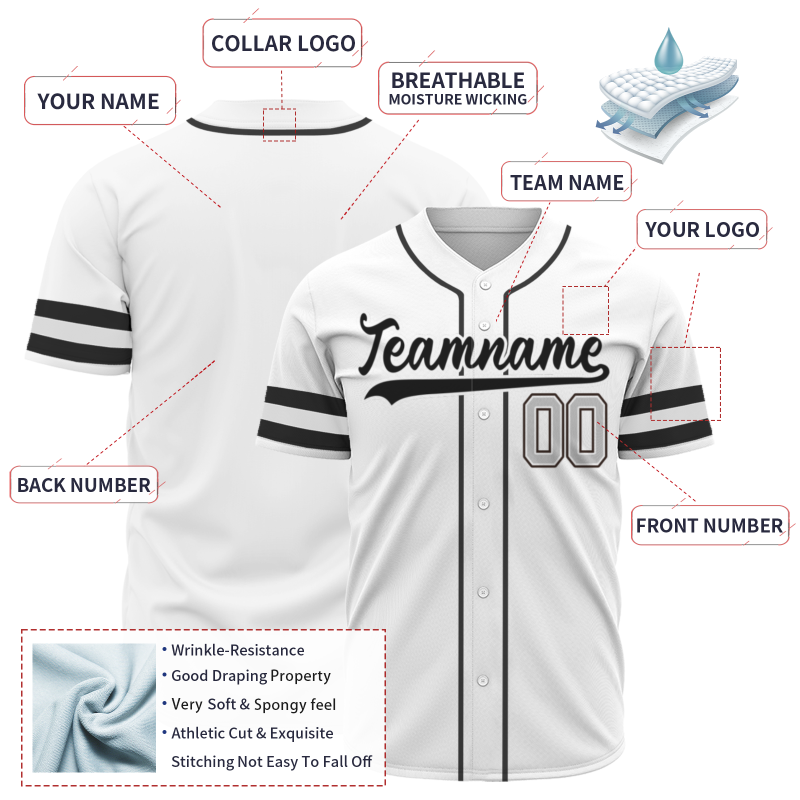 Custom White Black-White Fashion Authentic Baseball Jersey