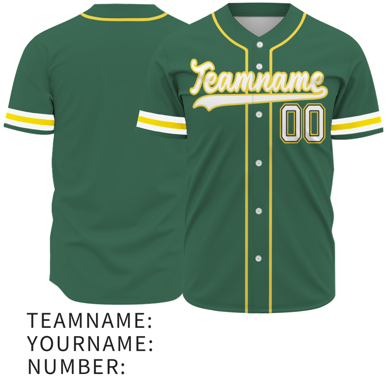 Custom Green White-Yellow Fashion Authentic Baseball Jersey