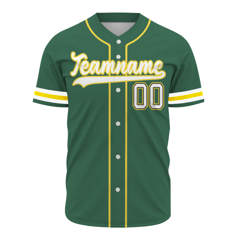 Custom Green White-Yellow Fashion Authentic Baseball Jersey