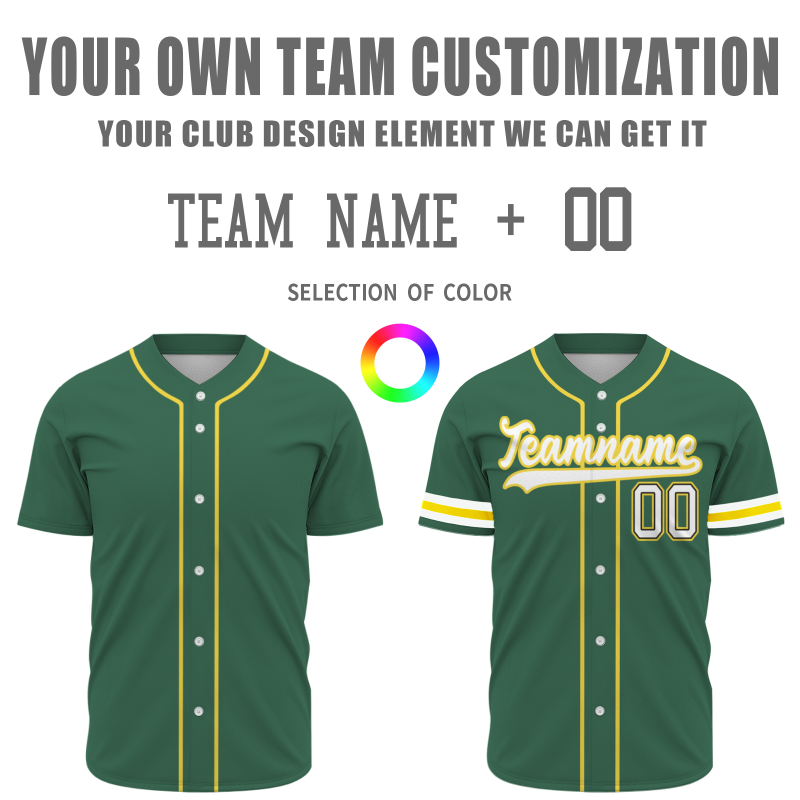 Custom Green White-Yellow Fashion Authentic Baseball Jersey