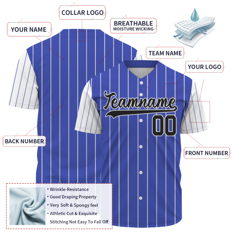 Custom Purple Black-White Stripe Fashion Design Full Button Authentic Baseball Jersey