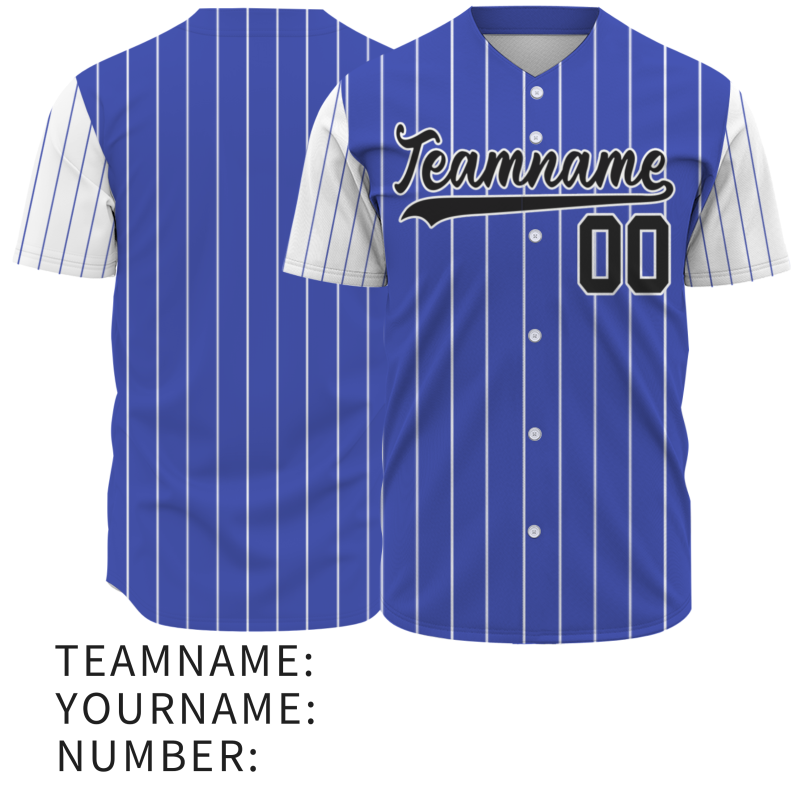 Custom Purple Black-White Stripe Fashion Design Full Button Authentic Baseball Jersey