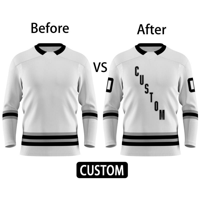 Custom White Black-Gray Personalized Fashion Hockey Jersey