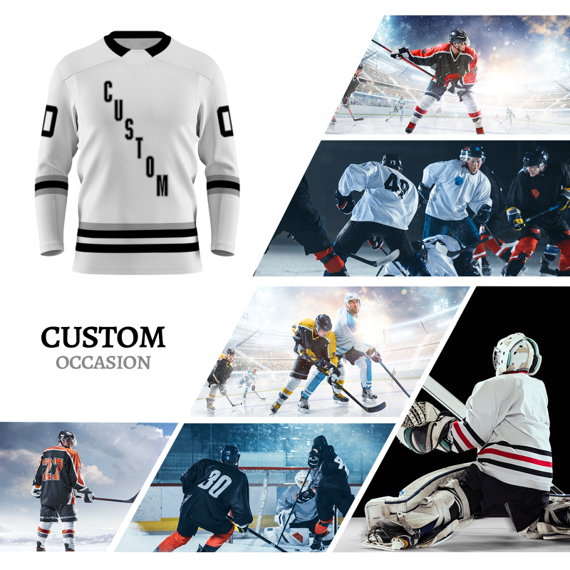 Custom White Black-Gray Personalized Fashion Hockey Jersey