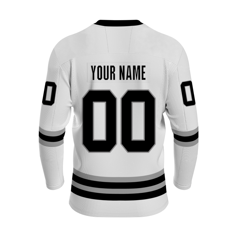 Custom White Black-Gray Personalized Fashion Hockey Jersey