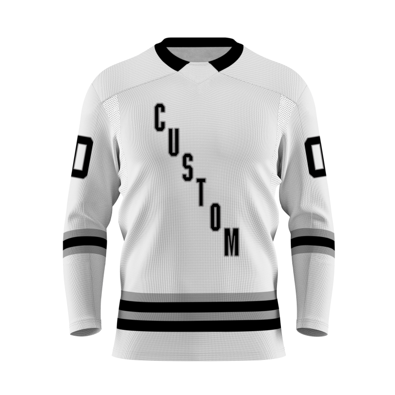 Custom White Black-Gray Personalized Fashion Hockey Jersey