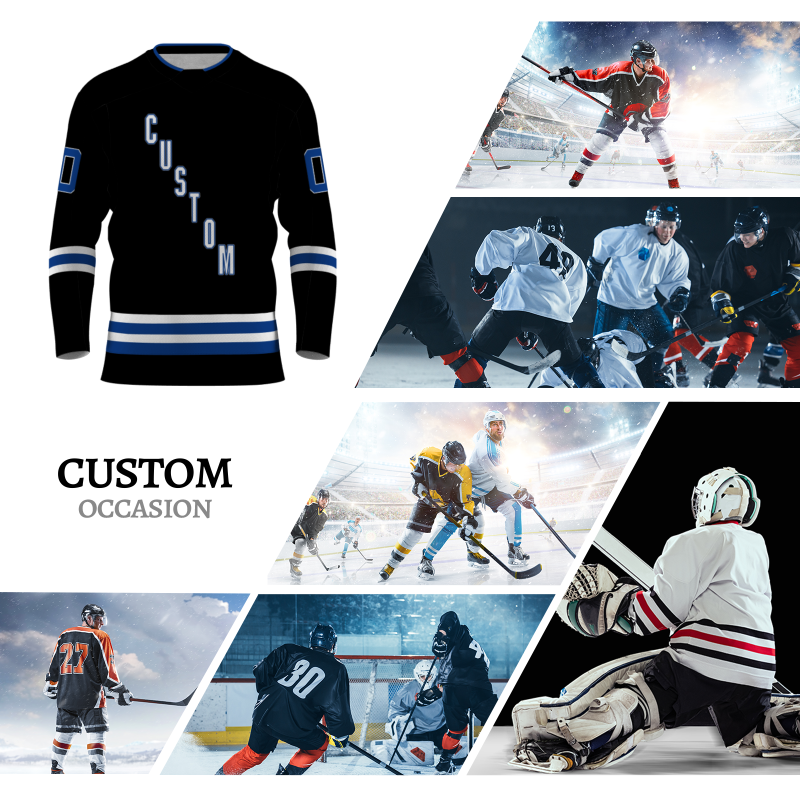 Custom Black White-Navy Blue Personalized Fashion Hockey Jersey