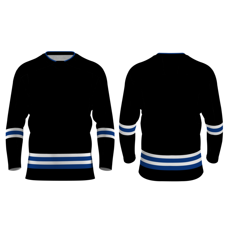 Custom Black White-Navy Blue Personalized Fashion Hockey Jersey