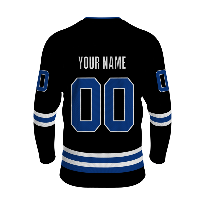 Custom Black White-Navy Blue Personalized Fashion Hockey Jersey