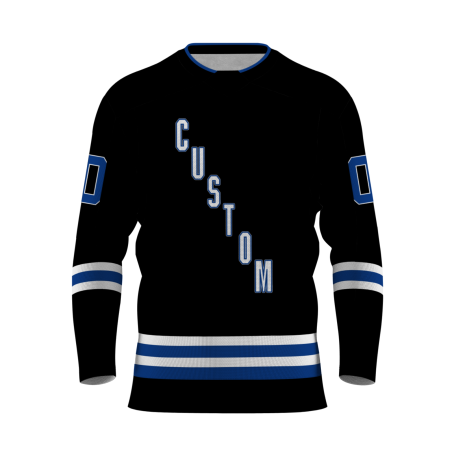 Custom Black White-Navy Blue Personalized Fashion Hockey Jersey