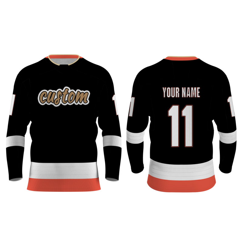 Custom Black Old-Gold-Black Classical Style Hockey Jersey