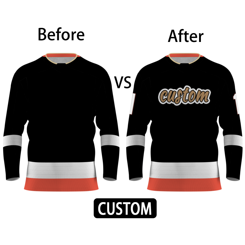 Custom Black Old-Gold-Black Classical Style Hockey Jersey