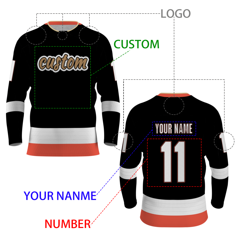 Custom Black Old-Gold-Black Classical Style Hockey Jersey