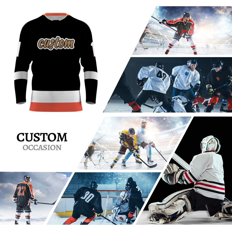 Custom Black Old-Gold-Black Classical Style Hockey Jersey