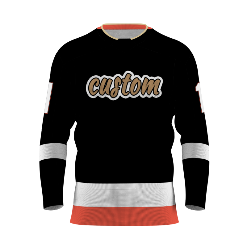 Custom Black Old-Gold-Black Classical Style Hockey Jersey