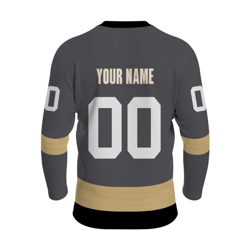 Custom Gray Old Gold-Black  Personalized Fashion Authentic Hockey Jersey