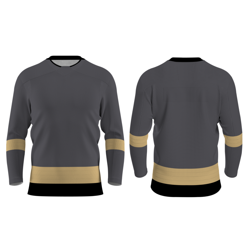 Custom Gray Old Gold-Black  Personalized Fashion Authentic Hockey Jersey