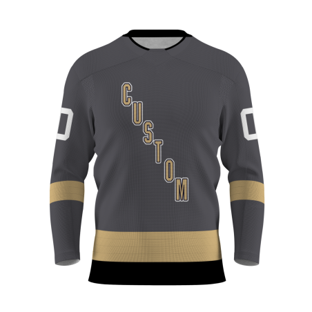 Custom Gray Old Gold-Black  Personalized Fashion Authentic Hockey Jersey