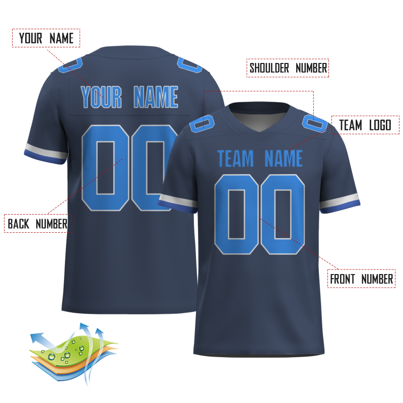 Custom Indigo Blue-White Classical Style Mesh Authentic Football Jersey