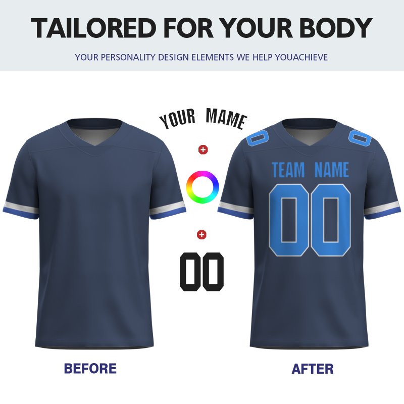 Custom Indigo Blue-White Classical Style Mesh Authentic Football Jersey