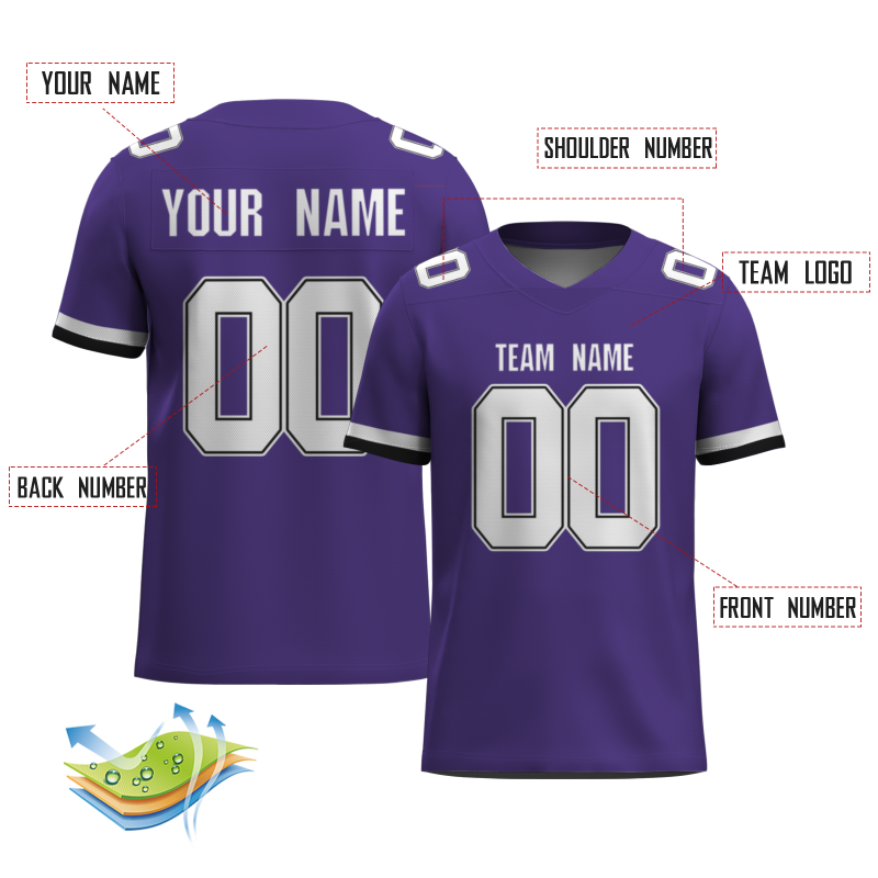 Custom Purple White-Black Classical Style Mesh Authentic Football Jersey