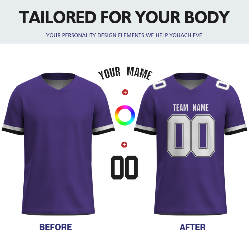 Custom Purple White-Black Classical Style Mesh Authentic Football Jersey