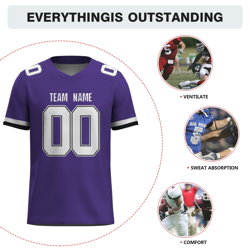 Custom Purple White-Black Classical Style Mesh Authentic Football Jersey