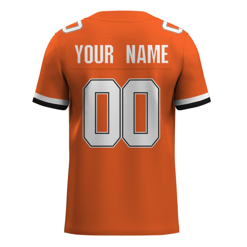 Custom Orange White-Black Classical Style Mesh Authentic Football Jersey