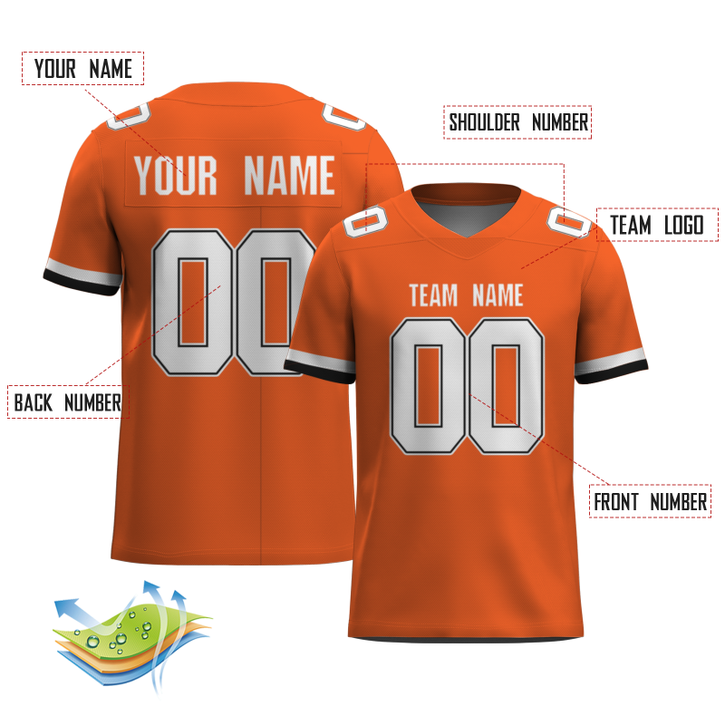 Custom Orange White-Black Classical Style Mesh Authentic Football Jersey