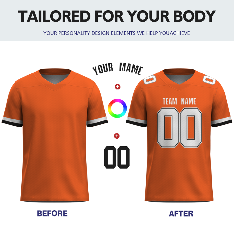 Custom Orange White-Black Classical Style Mesh Authentic Football Jersey