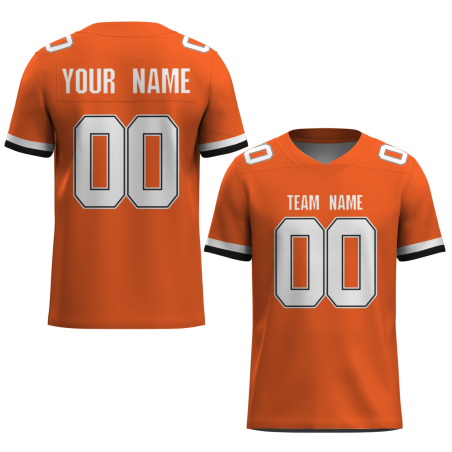 Custom Orange White-Black Classical Style Mesh Authentic Football Jersey