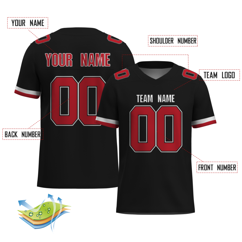 Custom Black Dark Red-White Classical Style Mesh Authentic Football Jersey