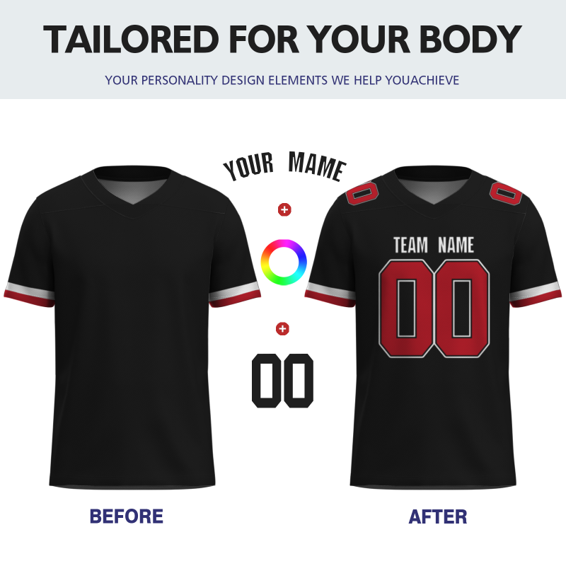 Custom Black Dark Red-White Classical Style Mesh Authentic Football Jersey