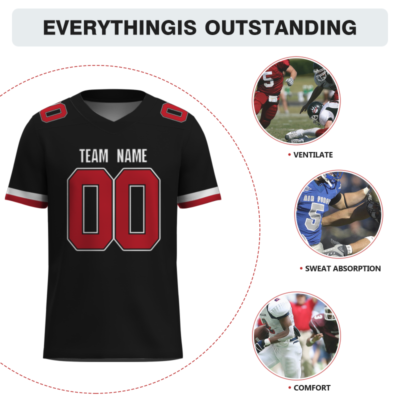 Custom Black Dark Red-White Classical Style Mesh Authentic Football Jersey