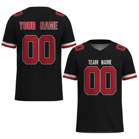 Custom Black Dark Red-White Classical Style Mesh Authentic Football Jersey