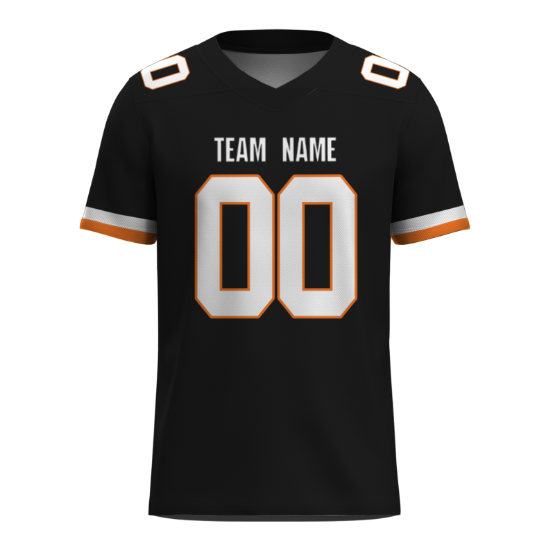 Custom Black White-Orange Classical Style Mesh Authentic Football Jersey