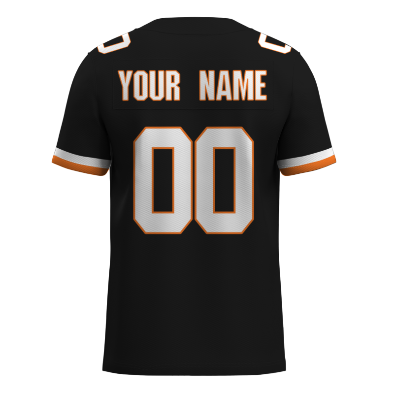 Custom Black White-Orange Classical Style Mesh Authentic Football Jersey