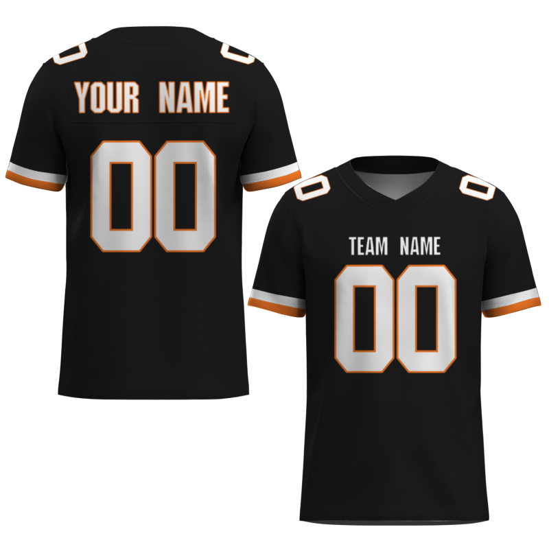 Custom Black White-Orange Classical Style Mesh Authentic Football Jersey