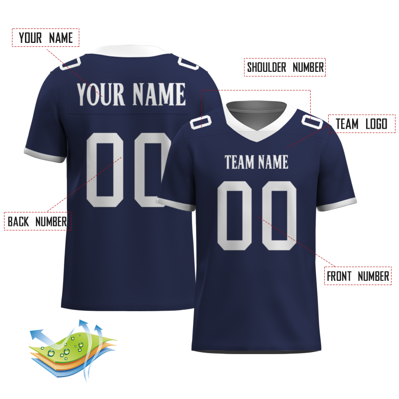 Custom Indigo White Classical Style Mesh Authentic Football Jersey