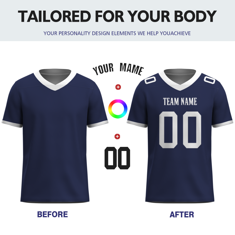 Custom Indigo White Classical Style Mesh Authentic Football Jersey