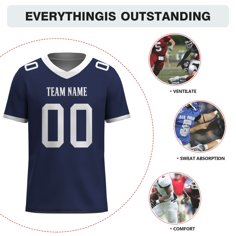 Custom Indigo White Classical Style Mesh Authentic Football Jersey