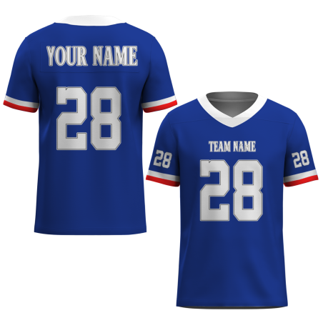 Custom Navy Blue White-Black Classical Style Mesh Authentic Football Jersey