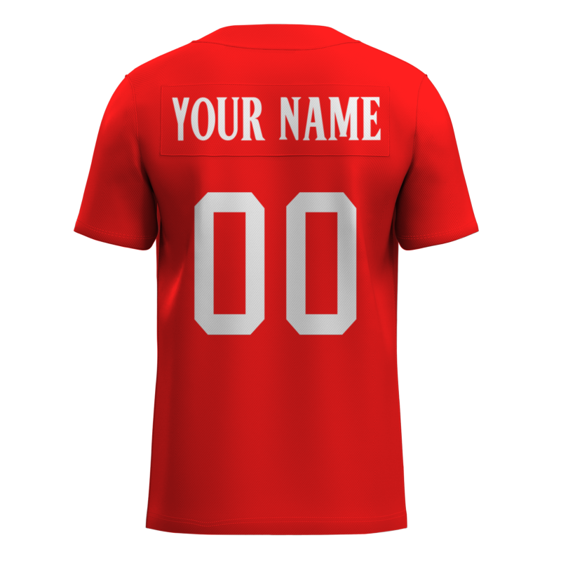 Custom Light Red White Classical Style Mesh Authentic Football Jersey