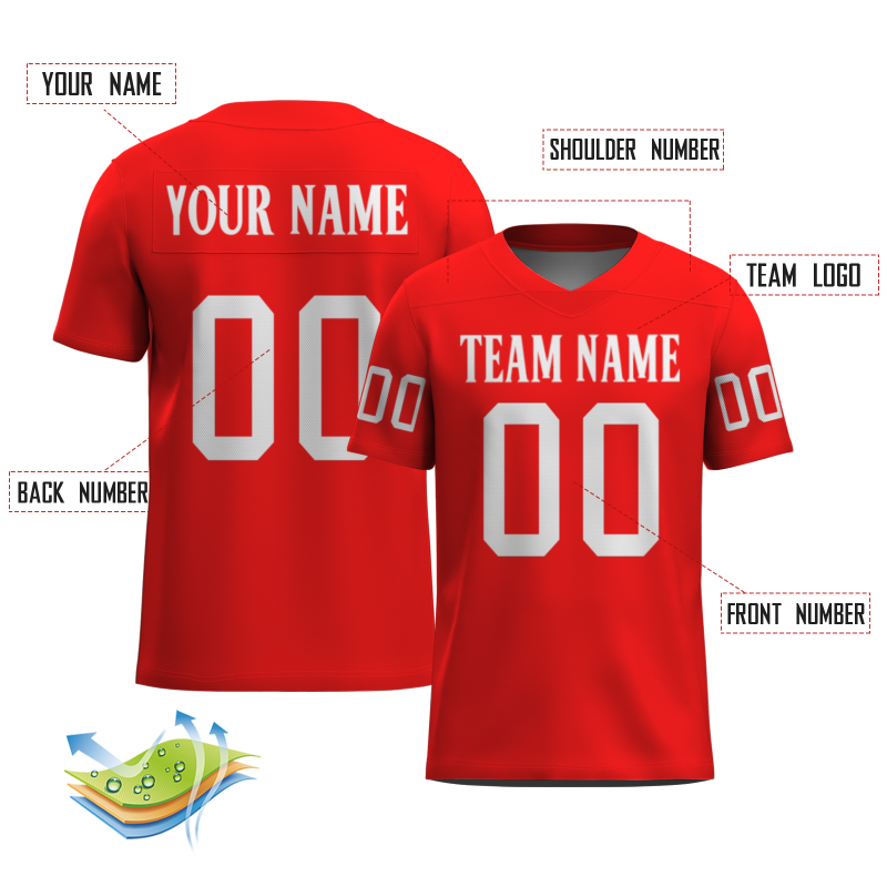 Custom Light Red White Classical Style Mesh Authentic Football Jersey