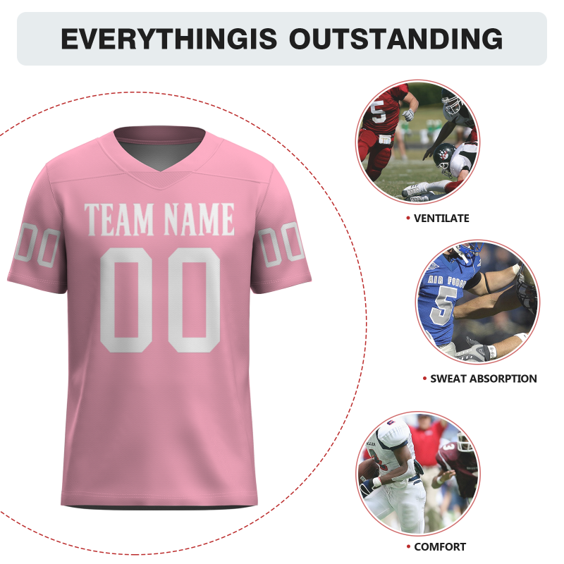 Custom Pink White Classical Style Mesh Authentic Football Jersey