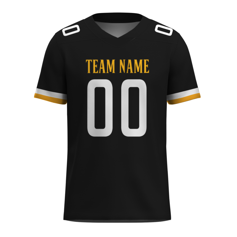 Custom Black Yellow White Classical Style Mesh Authentic Football Jersey