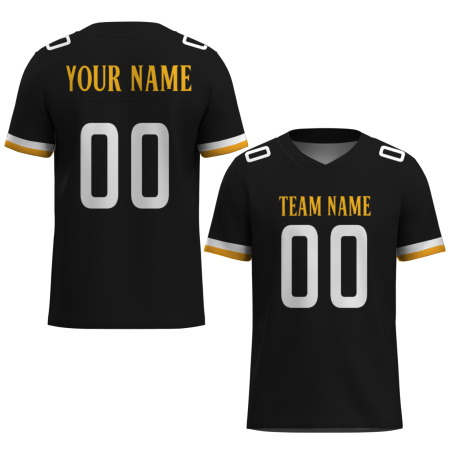 Custom Black Yellow White Classical Style Mesh Authentic Football Jersey