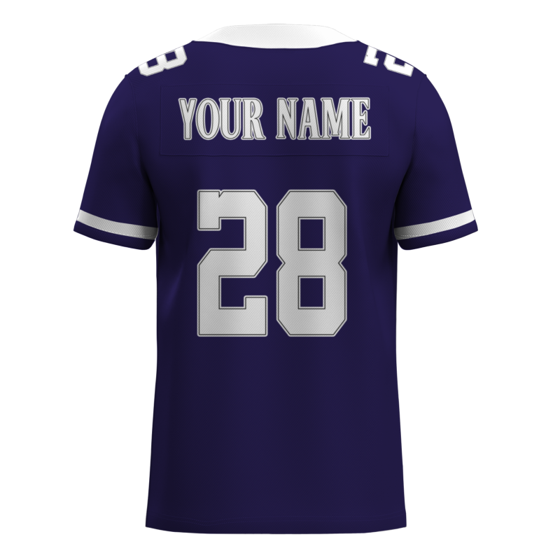 Custom Dark Blue White-Black Classical Style Mesh Authentic Football Jersey