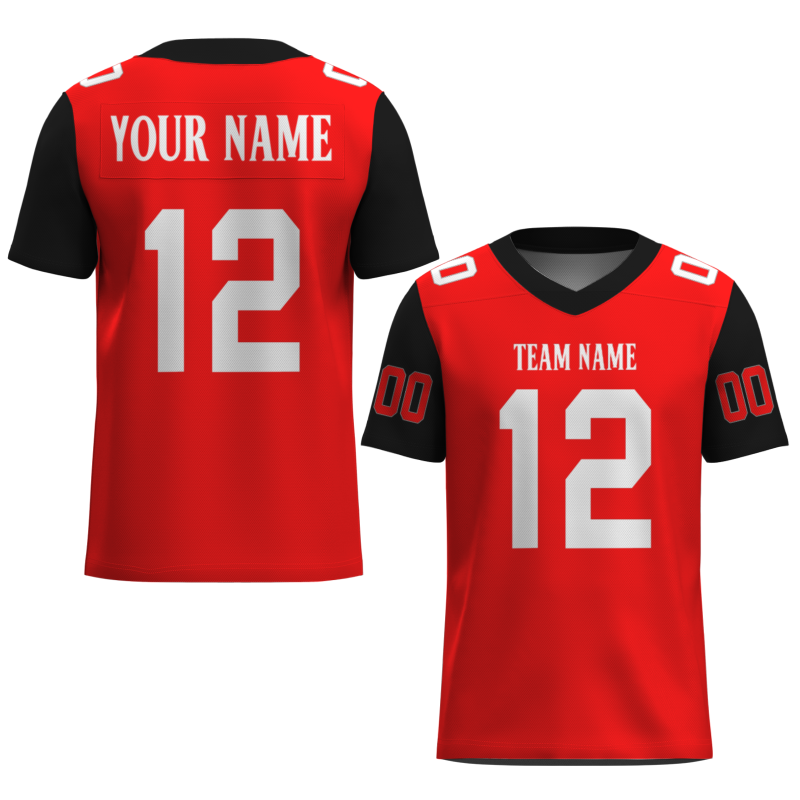 Custom Red Black White Fashion Outdoor Authentic Football Jersey