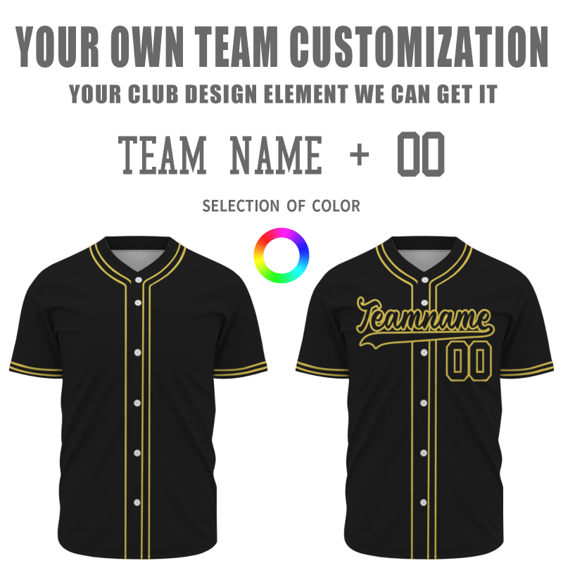 Custom Black Yellow-Black Classic Style Authentic Baseball Jersey